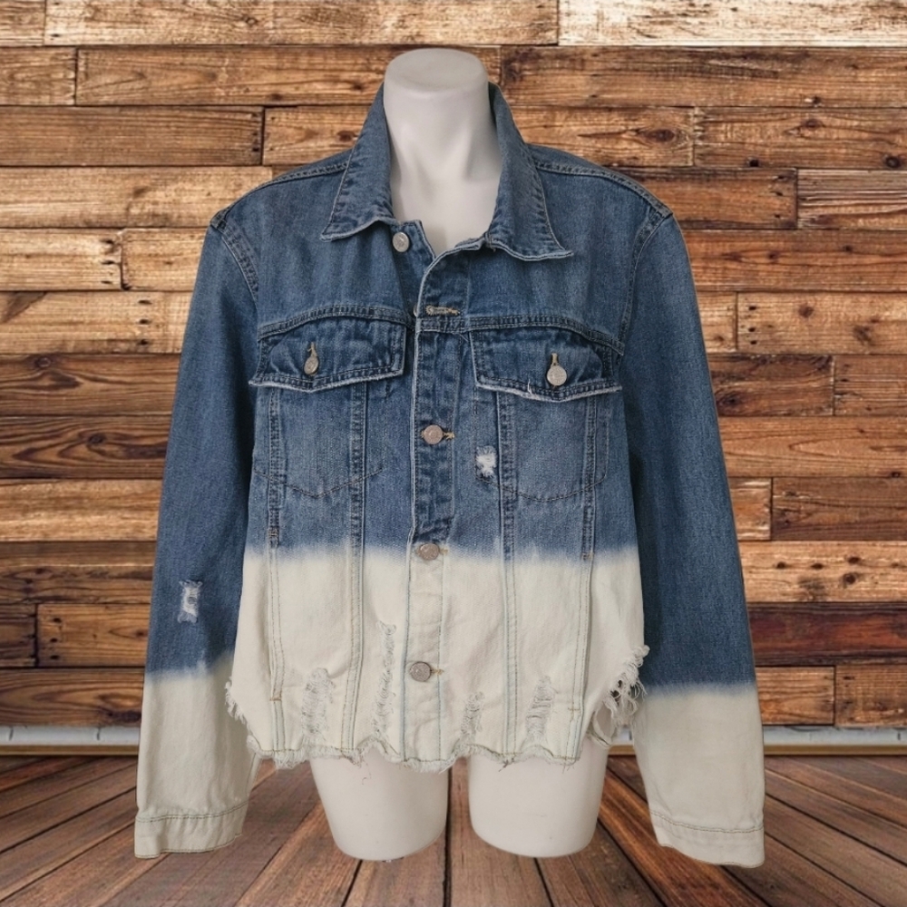 One 5 one blue and white distressed Jean jacket